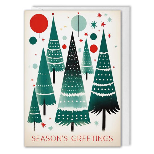 Custom Corporate Christmas Cards With Logo - Retro Trees