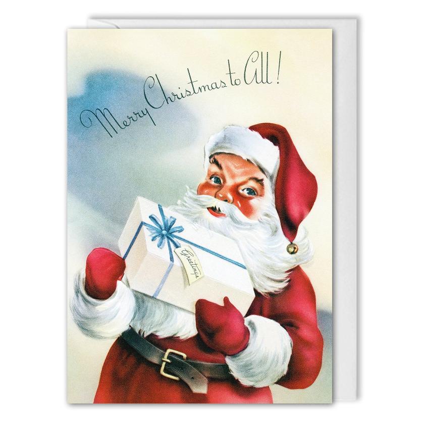 Business Holiday Christmas Cards With Logo - Vintage Santa Claus