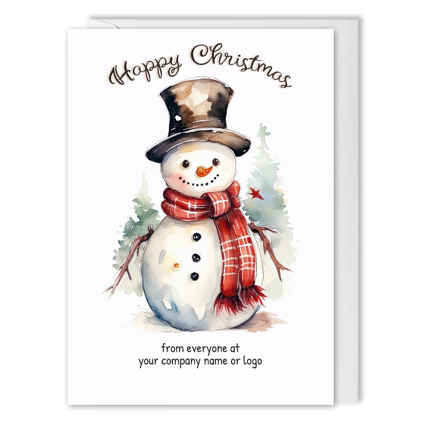 Custom Logo Company Christmas Cards For Clients and Customers - Snowman