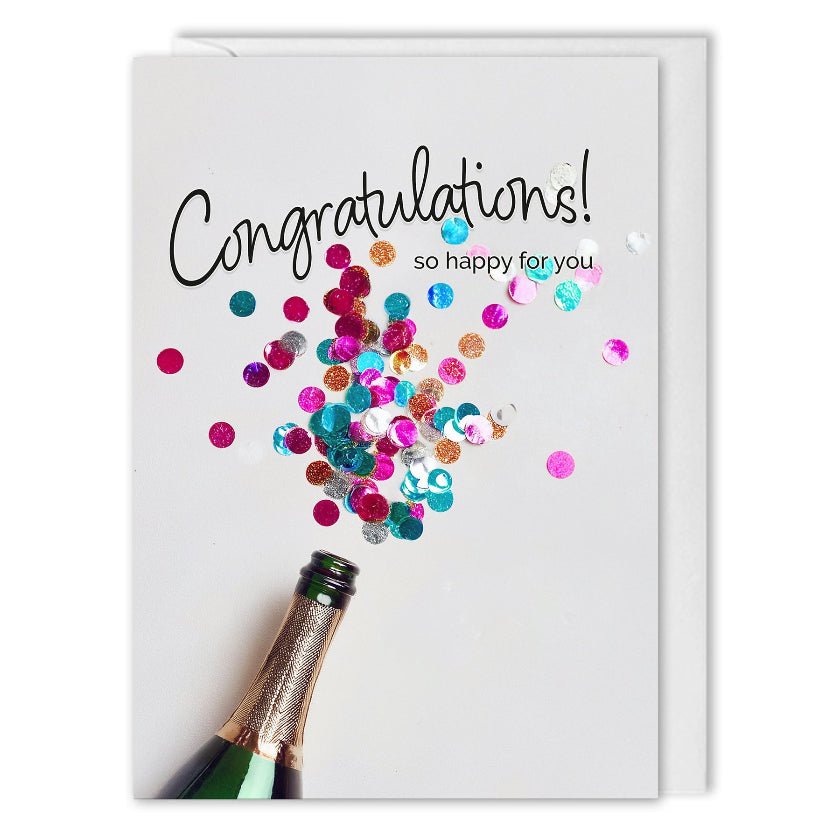 Custom Logo Congratulations Cards - Sparkle Pop Champagne | Greetd