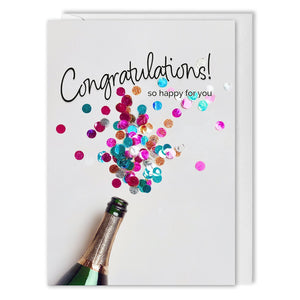 Custom Logo Congratulations Cards - Sparkle Pop Champagne - Employees & Clients