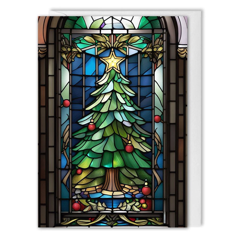 Stained Glass Tree Christmas Card 