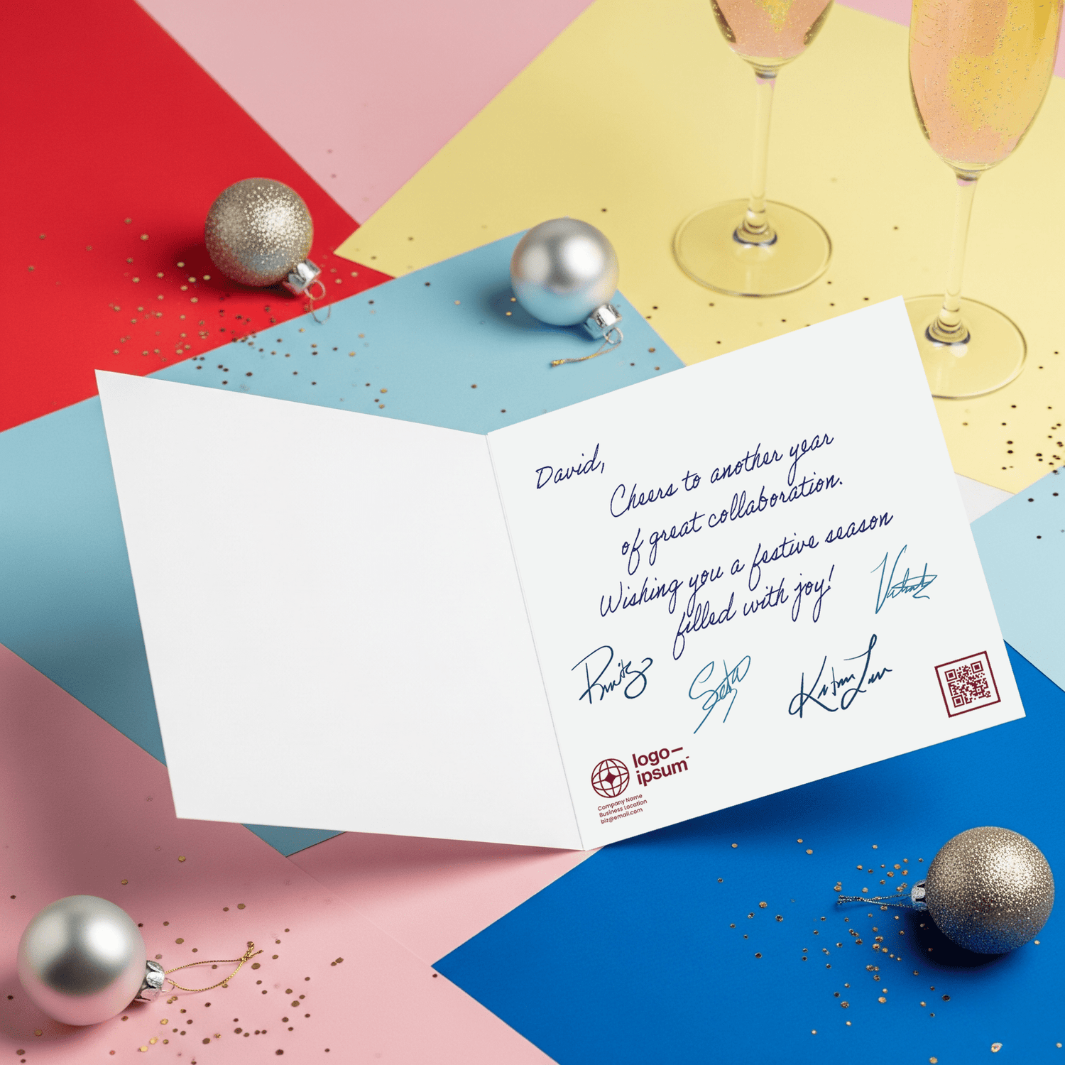 Corporate Christmas Cards For Clients Message and Logo 
