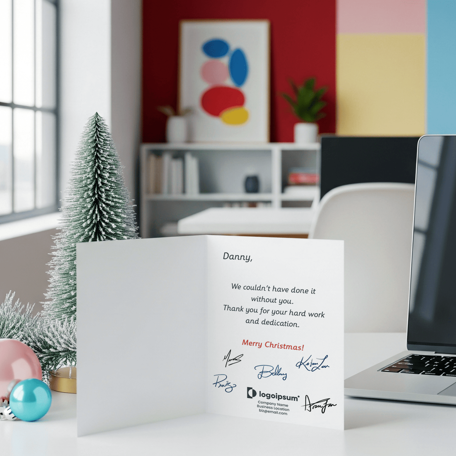 Corporate Christmas Cards For Employees Message and Logo