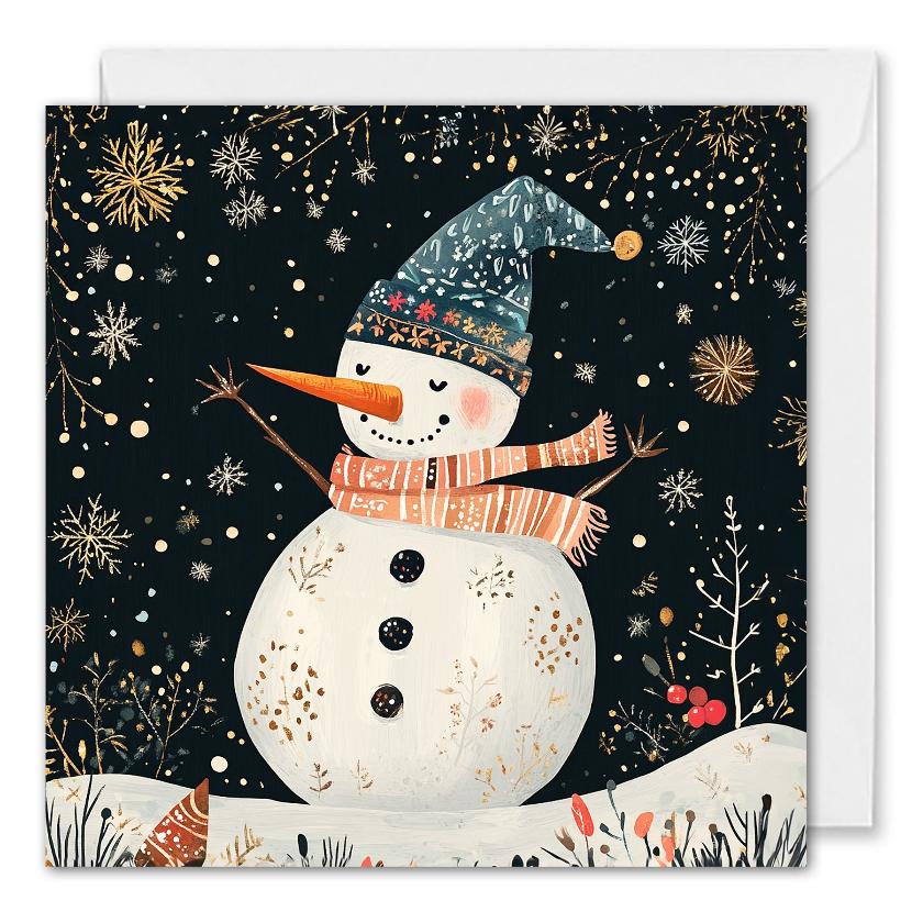 Custom Company Christmas Cards With Logo - Winter Snowman