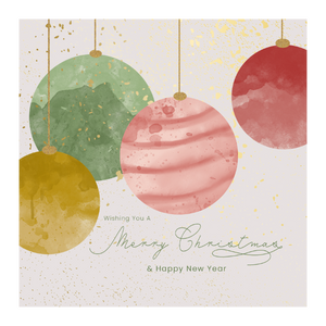 Gold Dust Baubles Christmas Card