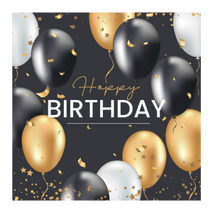 Black & Gold Balloons Birthday Card
