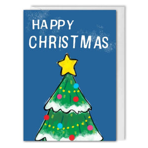 Personalised Blue Christmas Tree Card For Business 
