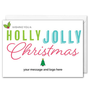 Holly Jolly Christmas Card For Business Custom Logo