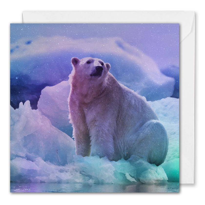Christmas Card For Business - Aurora Polar Bear 
