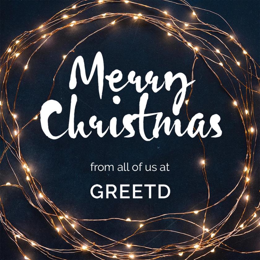 Merry Christmas Card For Business - Blue, Fairy Lights 