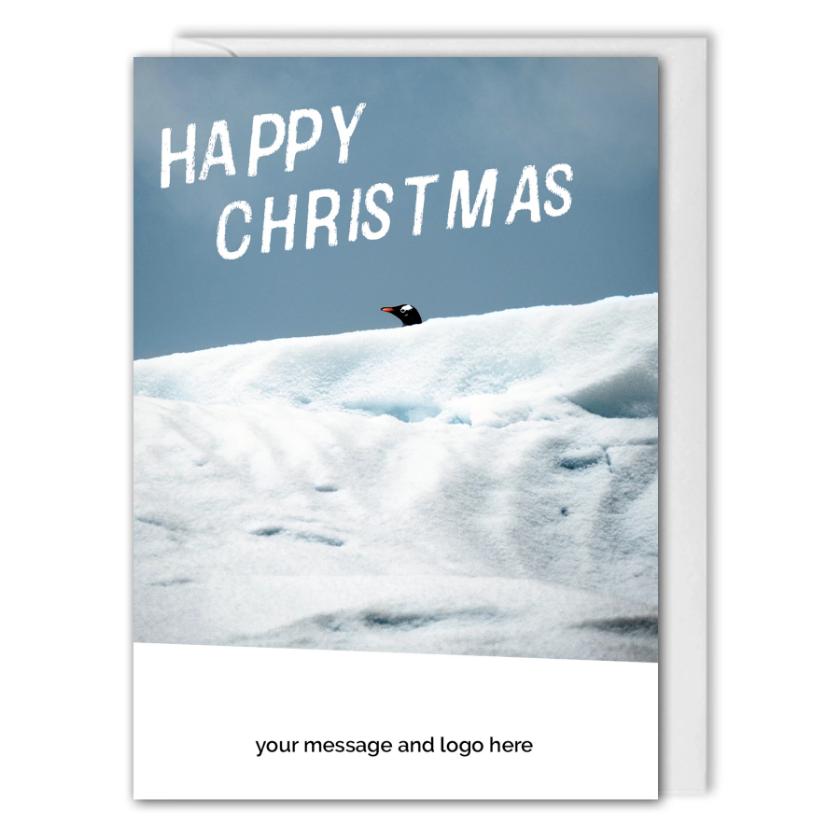 Penguin Christmas Card For Business - Custom Logo, Message