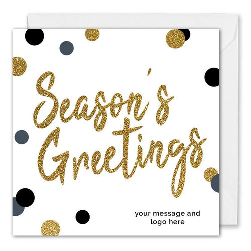 Custom Business Season's Greetings Card Gold Glitter