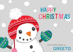 B2B Christmas Card - Happy Snowman - Custom Logo 