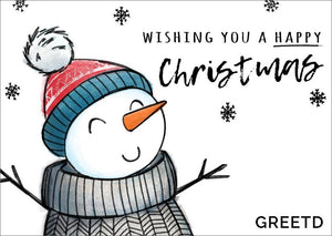 B2B Christmas Card Personalised Snowman 
