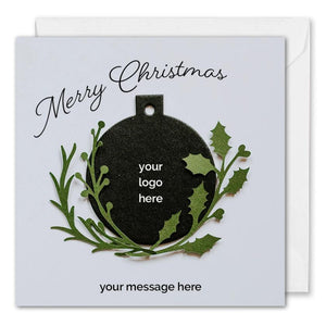 Bauble Christmas Card For Business - Custom Logo, Message