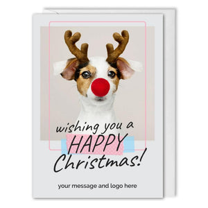 Happy Christmas Card - For Employees, Customers - Rudolph Dog
