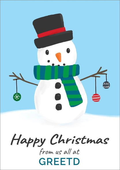 Custom Corporate Christmas Card Festive Snowman 