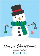 Load image into Gallery viewer, Custom Corporate Christmas Card Festive Snowman 