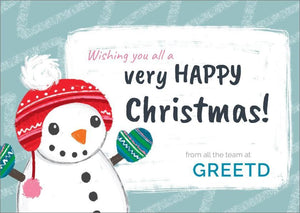 Snowman Custom Message Christmas Card For Business 