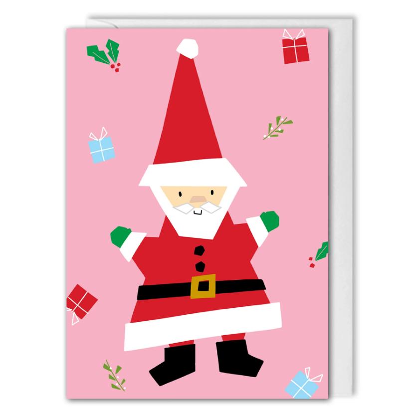 Personalised Santa Christmas Card For Business - Pink 