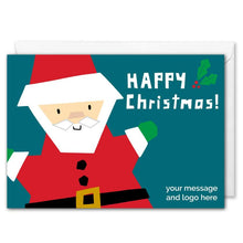 Load image into Gallery viewer, Santa Custom Business Christmas Card Green 