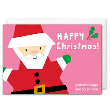 Load image into Gallery viewer, Santa Pink Christmas Card For Business - Custom Logo 