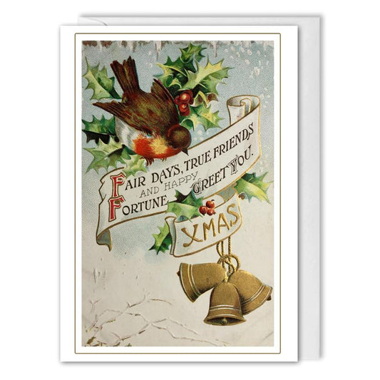 Custom Business Christmas Card - Vintage Greetings Postcard