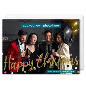 Custom Business Photo Christmas Card - Confetti Glitter - B2B 