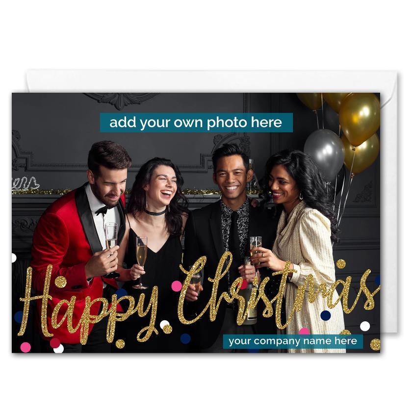 Custom Business Photo Christmas Card - Confetti Glitter - B2B 