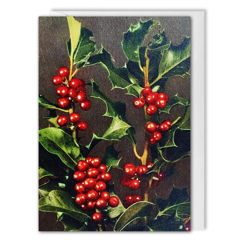 Holly Vintage Christmas Card For Business 