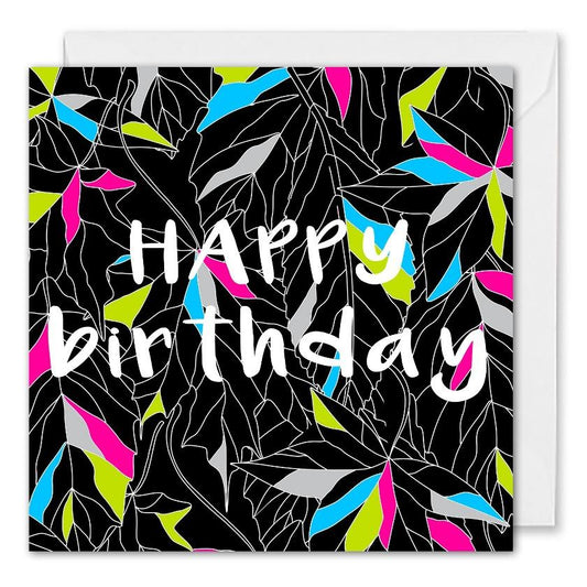Personalised Modern Business Birthday Card - Leaves