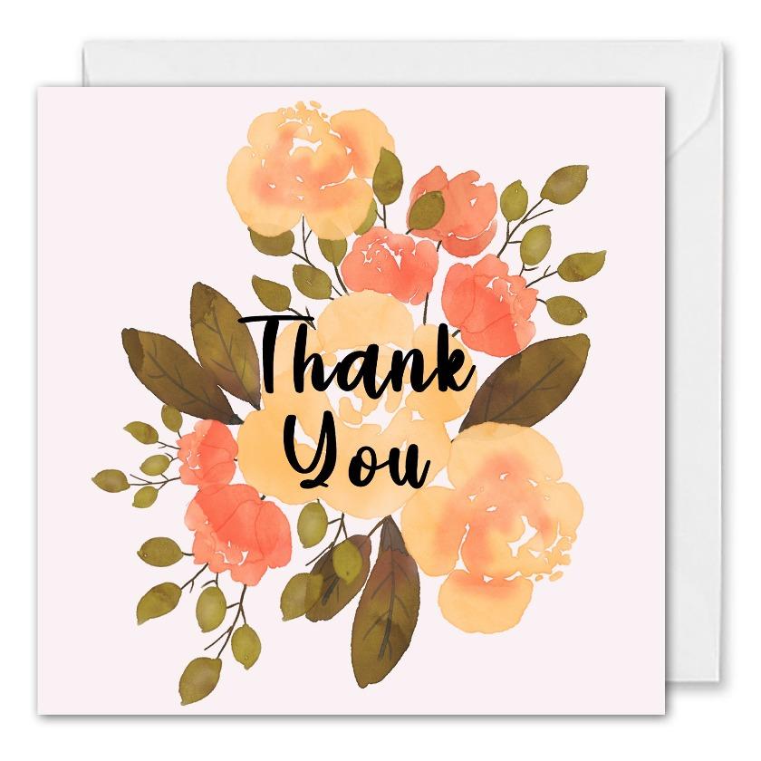 Personalised Logo Business Thank You Card Roses 