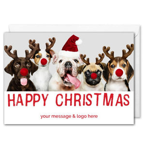 Custom Logo Christmas Card For Business - Funny Dogs