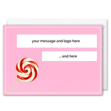 Load image into Gallery viewer, Personalised Logo Business Christmas Card -Swirl Lollipop 
