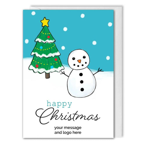 Personalised Business Christmas Card - Snowman, Christmas Tree 