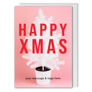 Custom Business Christmas Card - White Xmas Tree