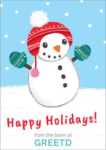 Load image into Gallery viewer, Custom Corporate Christmas Card Snowman 