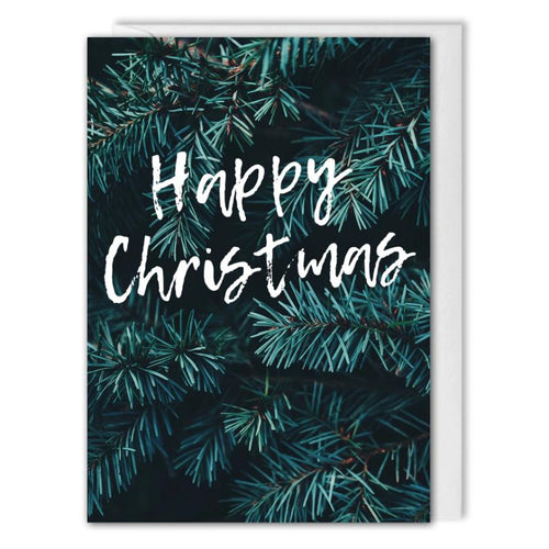 Personalised Happy Christmas Card For Business Fir Leaves