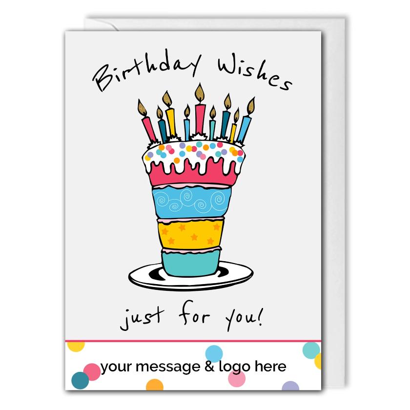 Business Birthday Card - Birthday Cake - Employees, Clients 