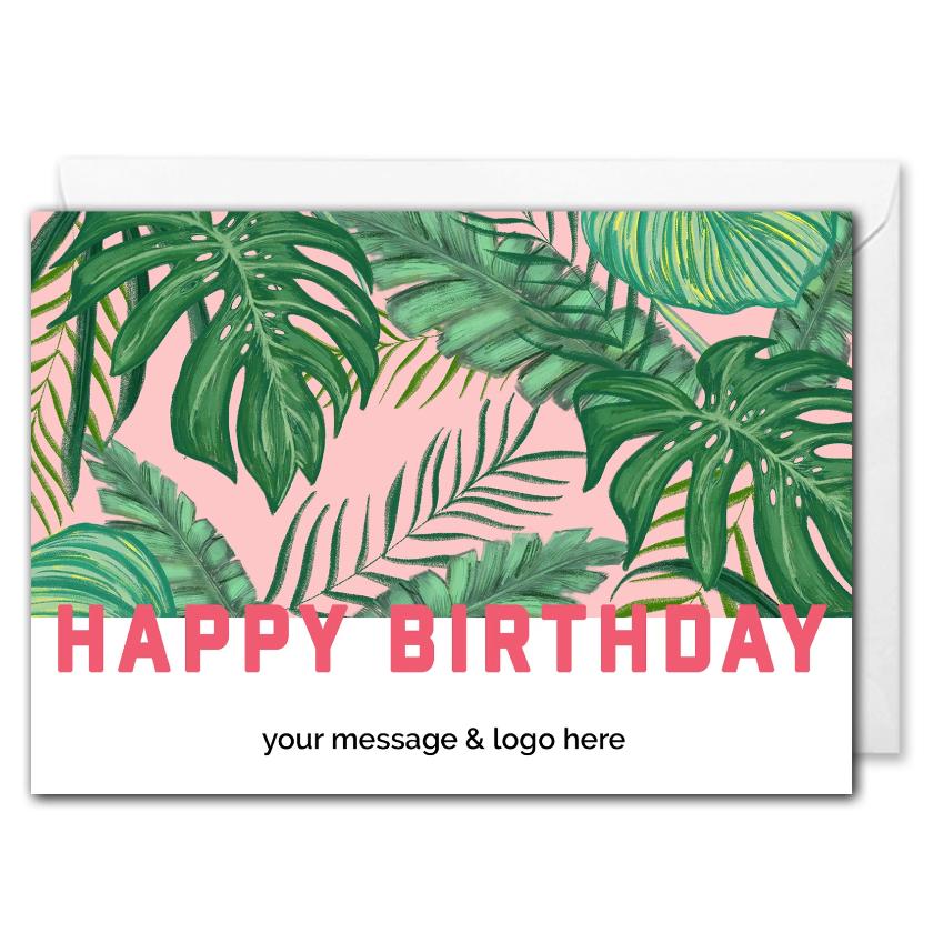 Personalised Business Birthday Card - Pink Tropical