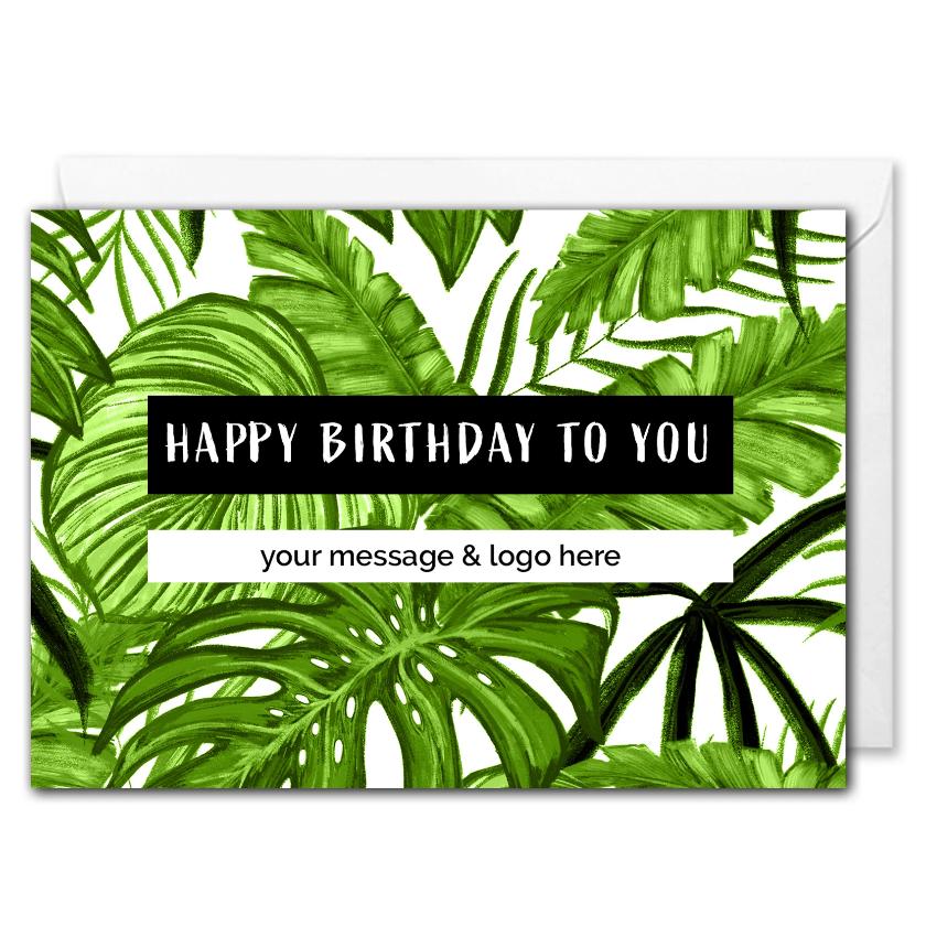 Custom Business Birthday Card - Tropical Leaves