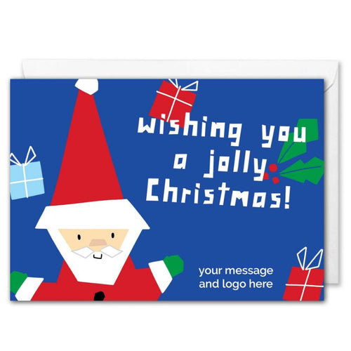 Custom Santa Corporate Christmas Card - Blue 