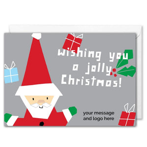 Custom Santa Business Christmas Card - Silver 