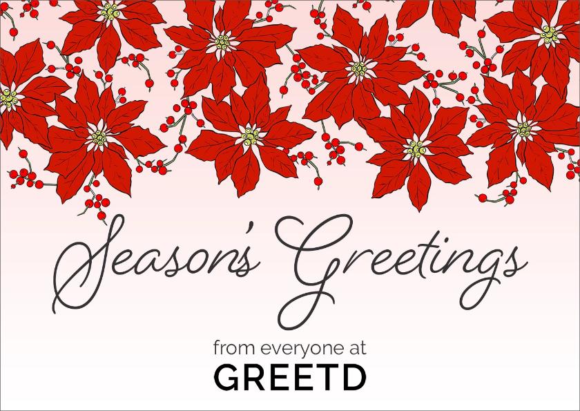 Custom Logo Corporate Christmas Card - Pink Poinsettia