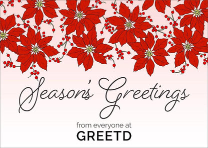 Custom Logo Corporate Christmas Card - Pink Poinsettia