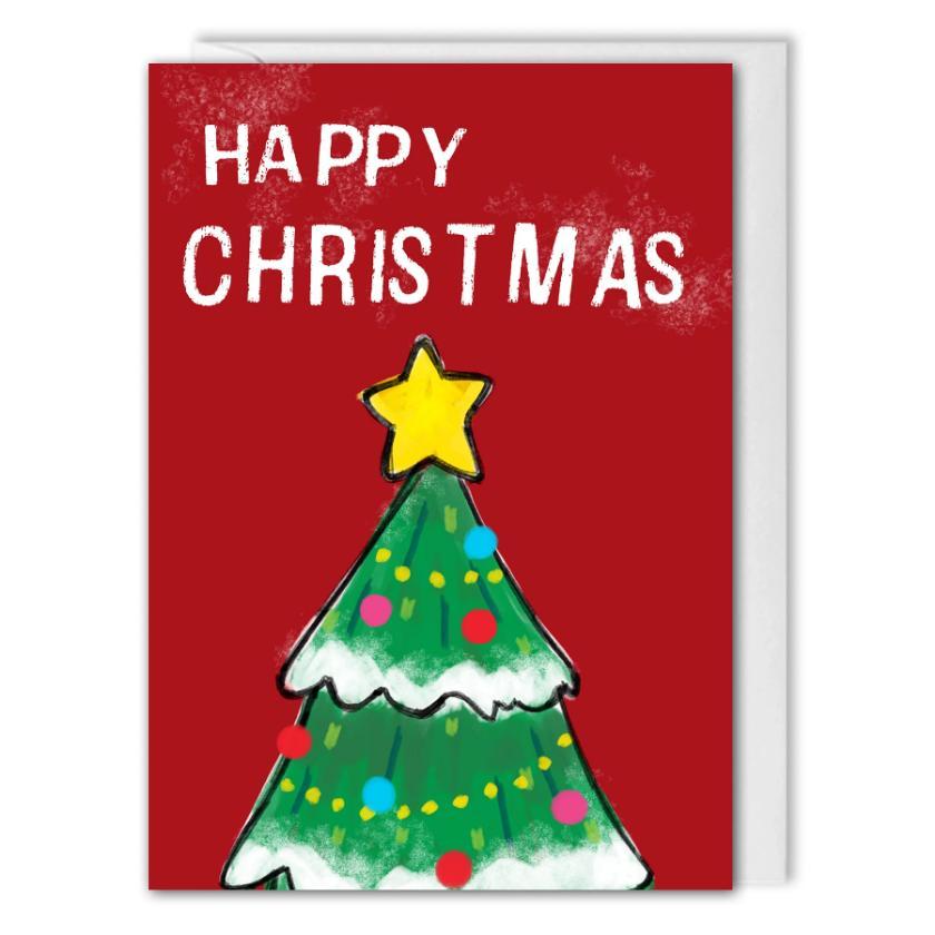 Custom Logo Christmas Tree Card For Business - Red - B2B