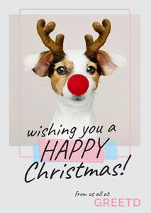 Custom Logo Business Christmas Card - Rudolph Dog 