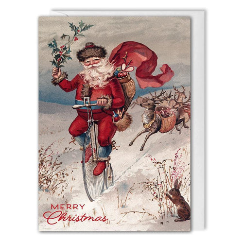 Custom Business Christmas Card - Vintage Santa Bicycle