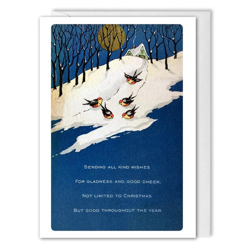 Custom Business Vintage Christmas Card - Snow Birds - B2B
